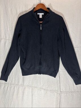 Geoffrey Beene Men's Dark Grey Zip-Up Sweater 100% Cotton